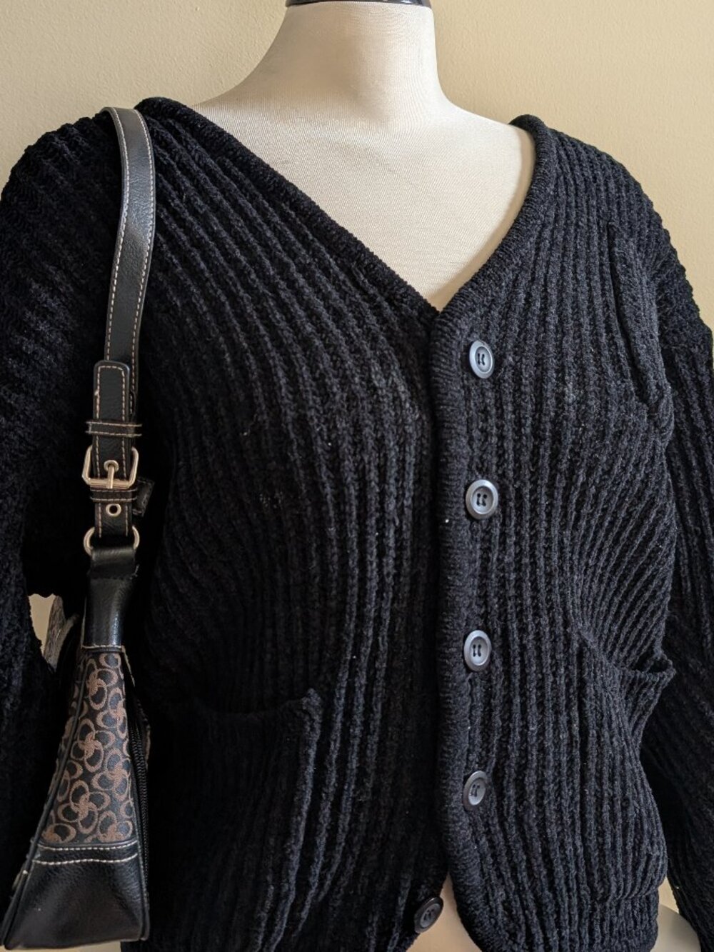 90s CHENILLE KNIT VINTAGE CARDIGAN SWEATER